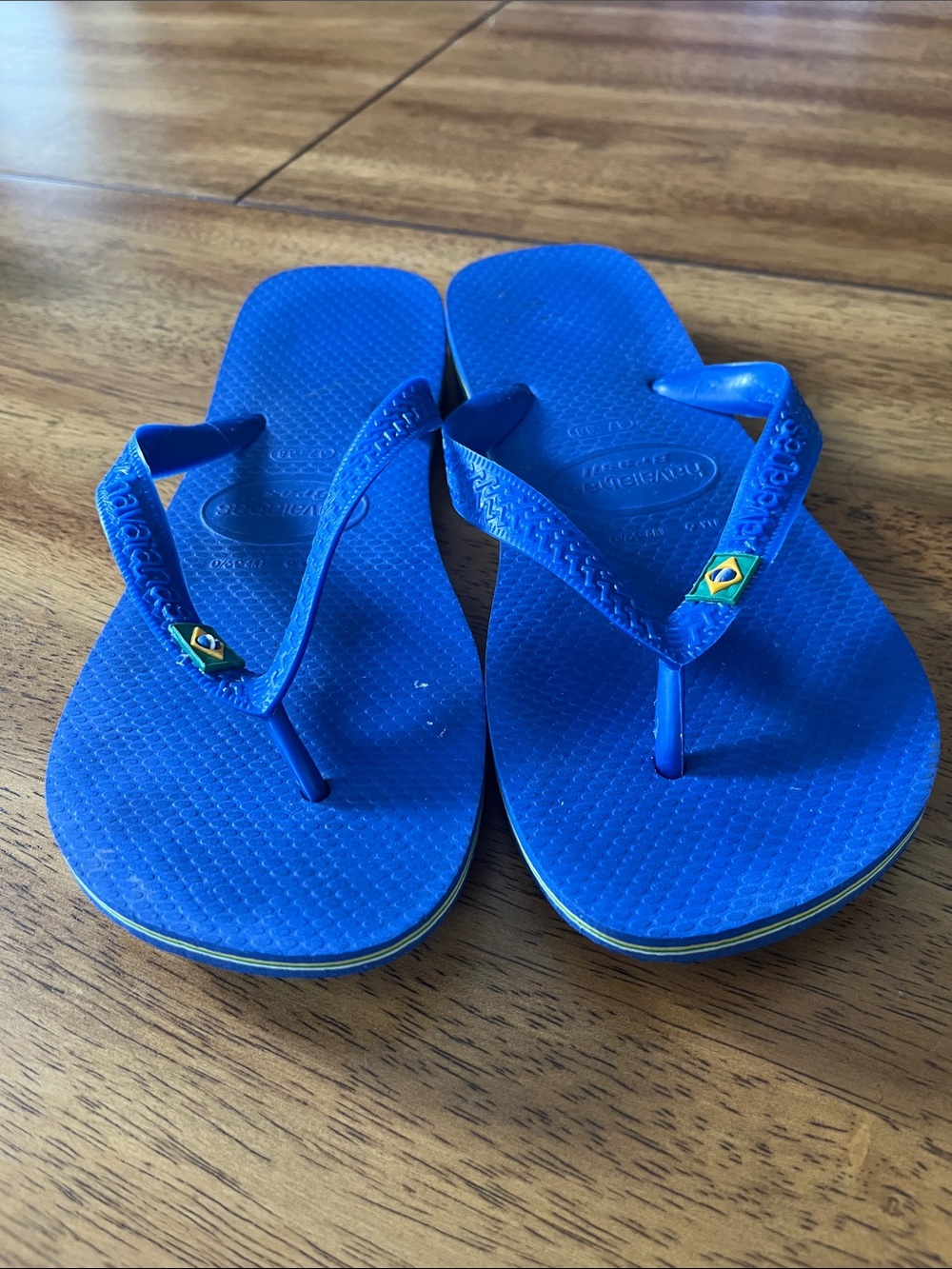 Havaianas Women’s Royal Blue Flip Flops with Brazilian Flag Accent